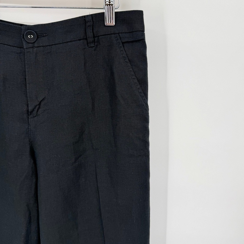 Garnet Hill Classic Linen Trousers Womens 6 Pants Wide Leg Black Coastal Luxury - Picture 5 of 9